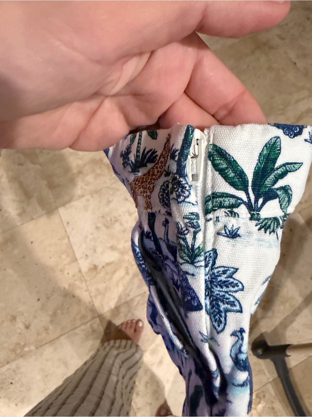 Janie and Jack White Safari Print Girls Shorts with Blue and Green Palms - Picture 3 of 4